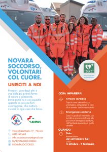 Locandina corso volontari soccorritori Novara Soccorso